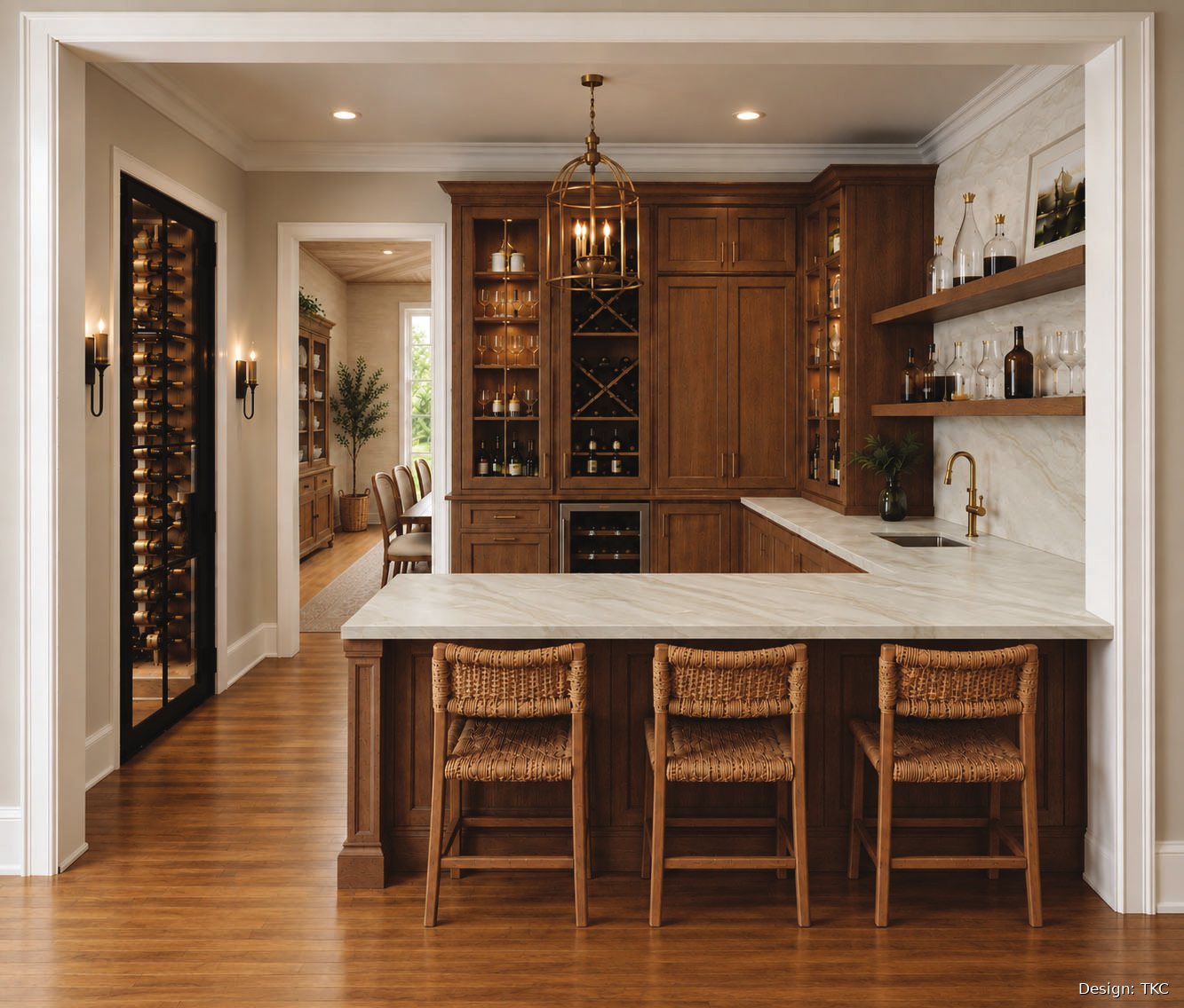 Rendering of the butler's pantry with wine storage