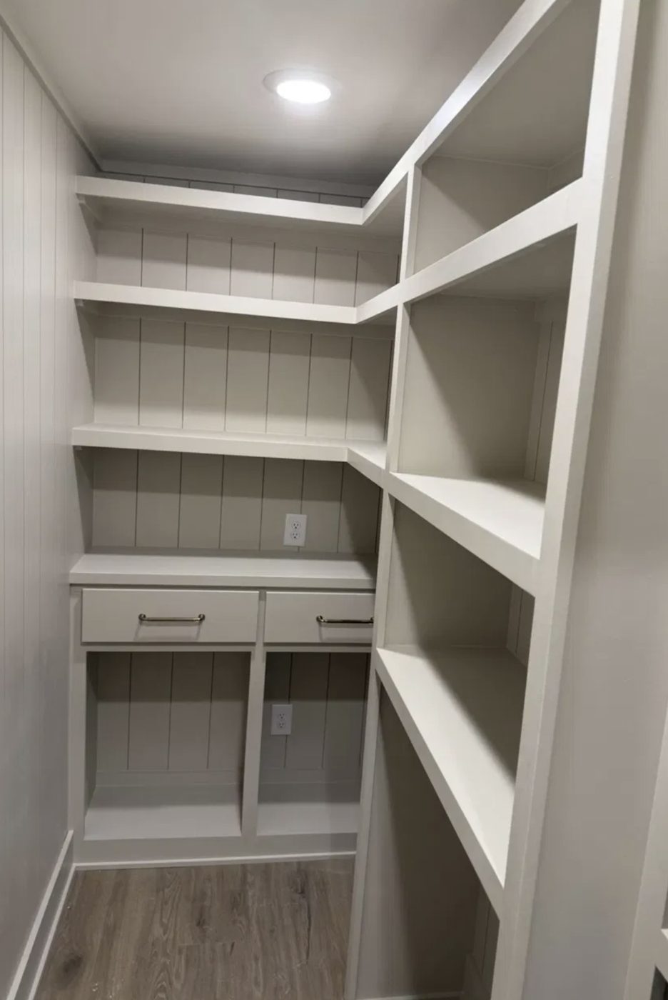 Scullery with shiplap shelving